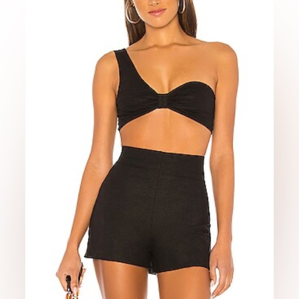MAJORELLE Tallahassee Top in Black Crop One Shoulder